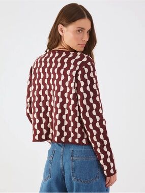 Dress To Rio de Janeiro Wine bossa bicolor crew neck open crop cardigan  NWT S/P
